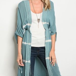 Sage Green and White Kimono